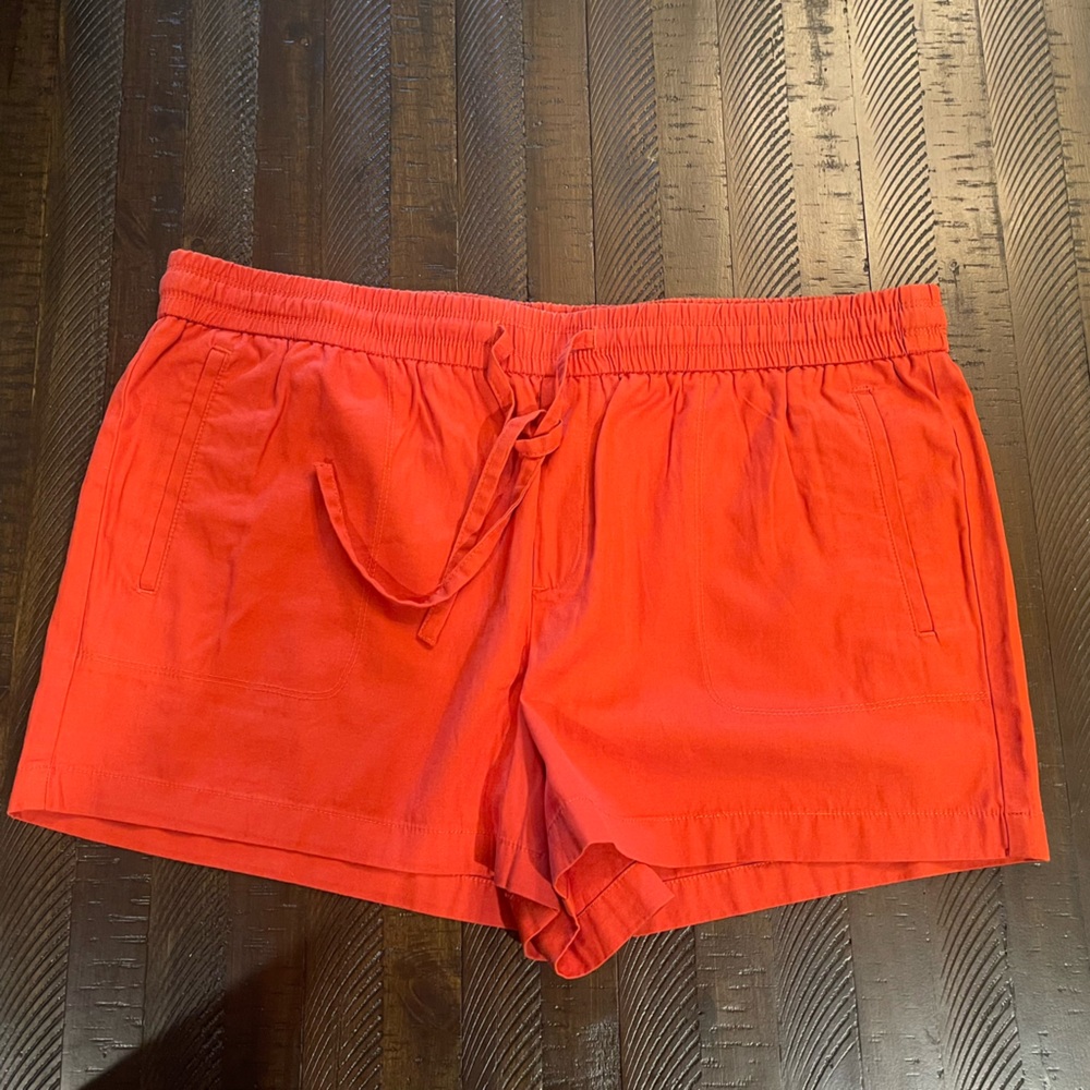LOFT Red Drawstring Pull-On Chino Shorts